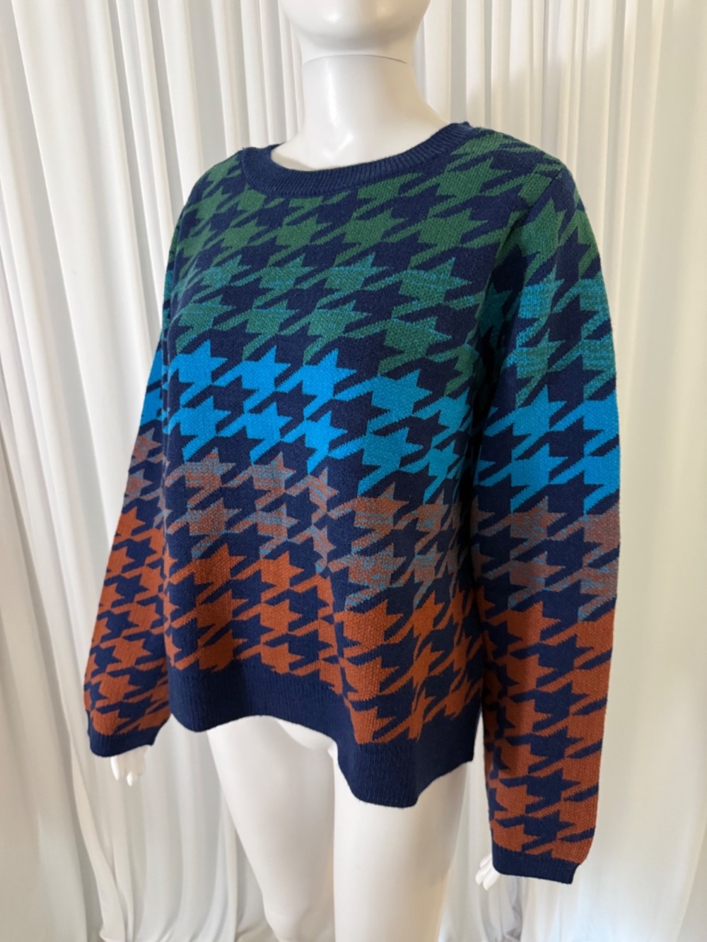 G by Giuliana Black Label Multicolor Houndstooth Sweater – Size 1X – NWOT - Picture 9 of 16
